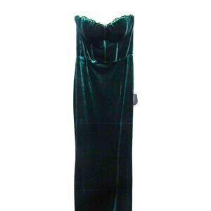 Emerald Green Velvet Strapless Dress – Lulus Size M